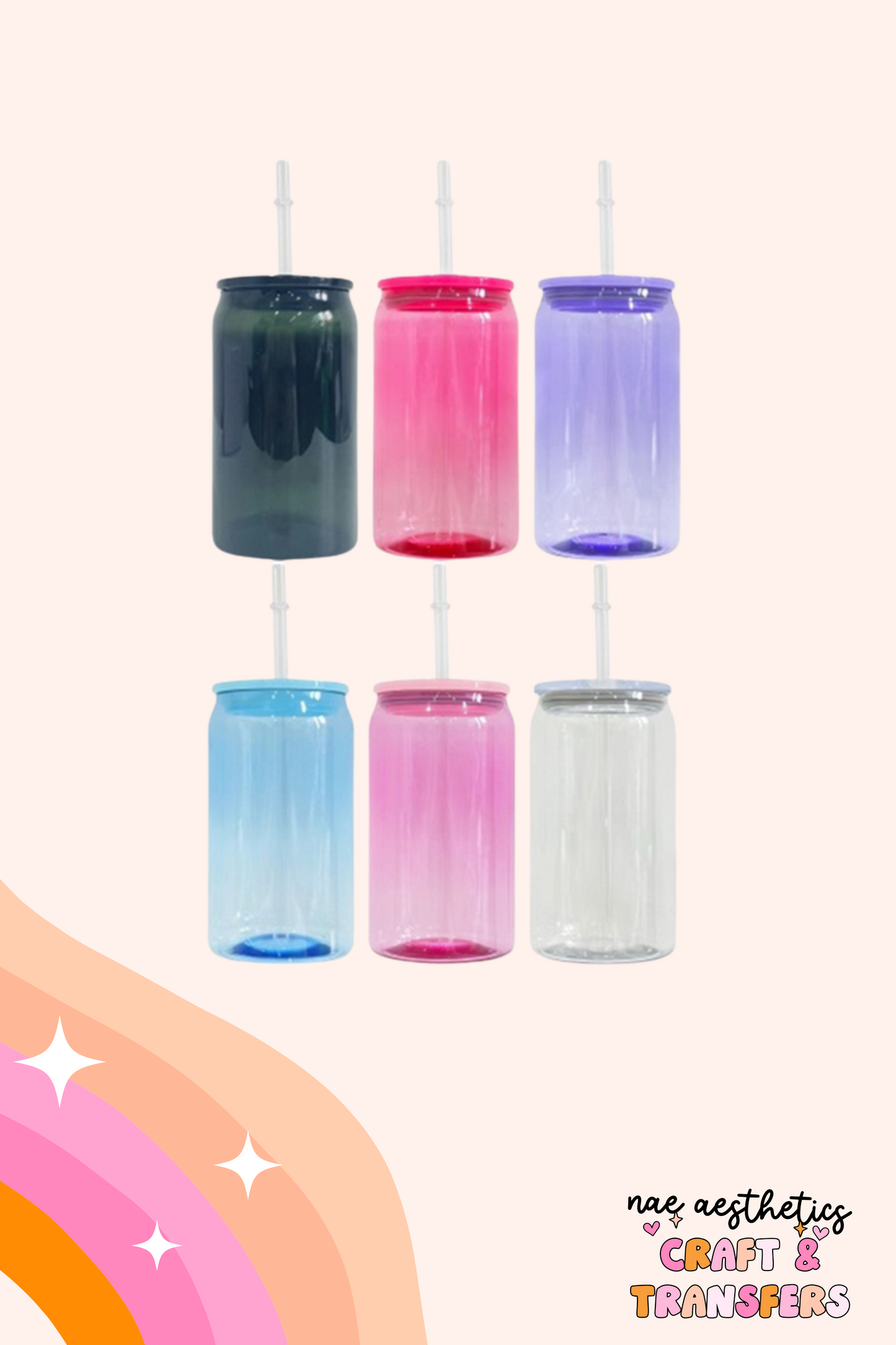 16OZ TRANSPARENT COLOURED ACRYLIC CAN & PLASTIC LID