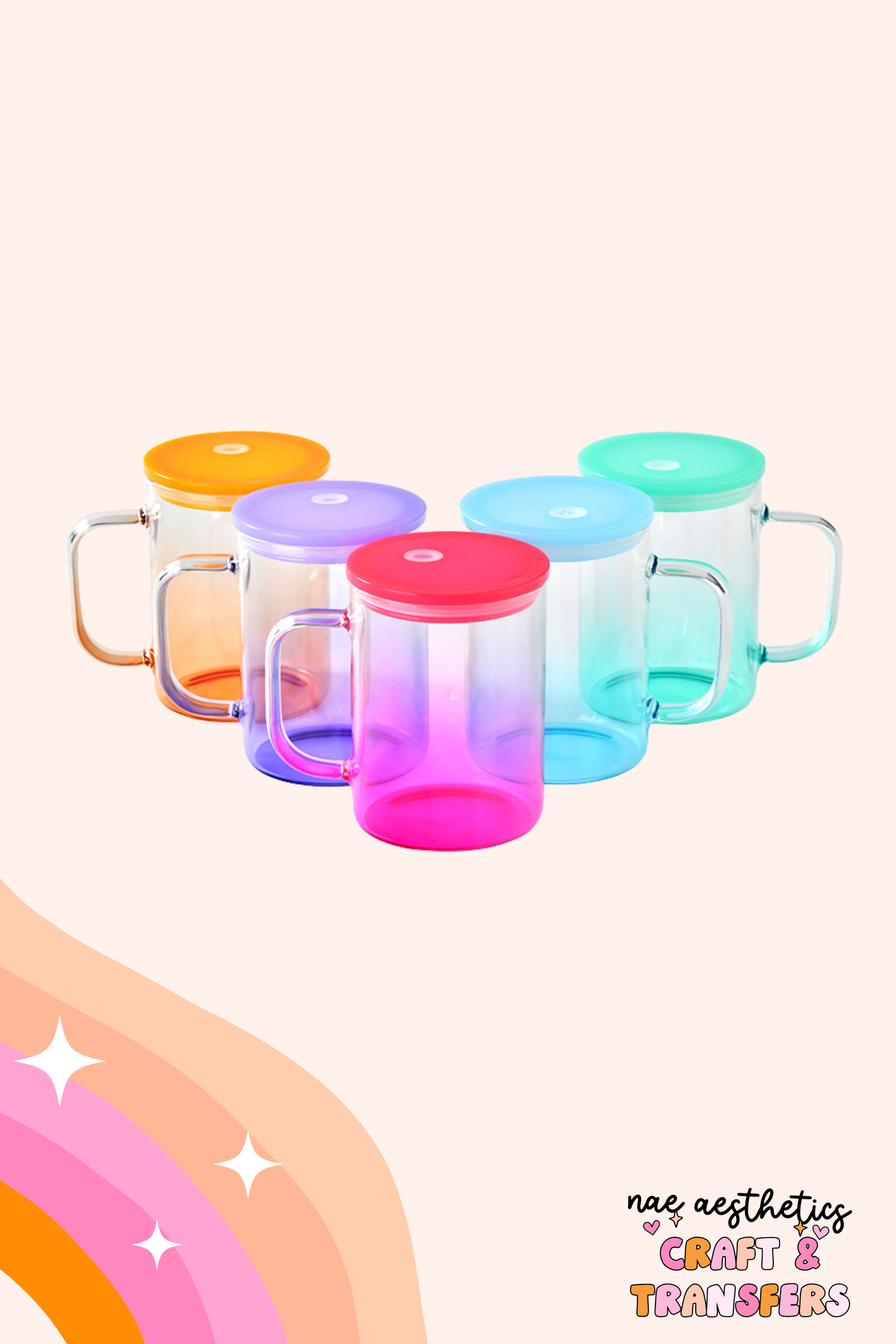 17OZ GRADIENT GLASS MUG & PLASTIC LID